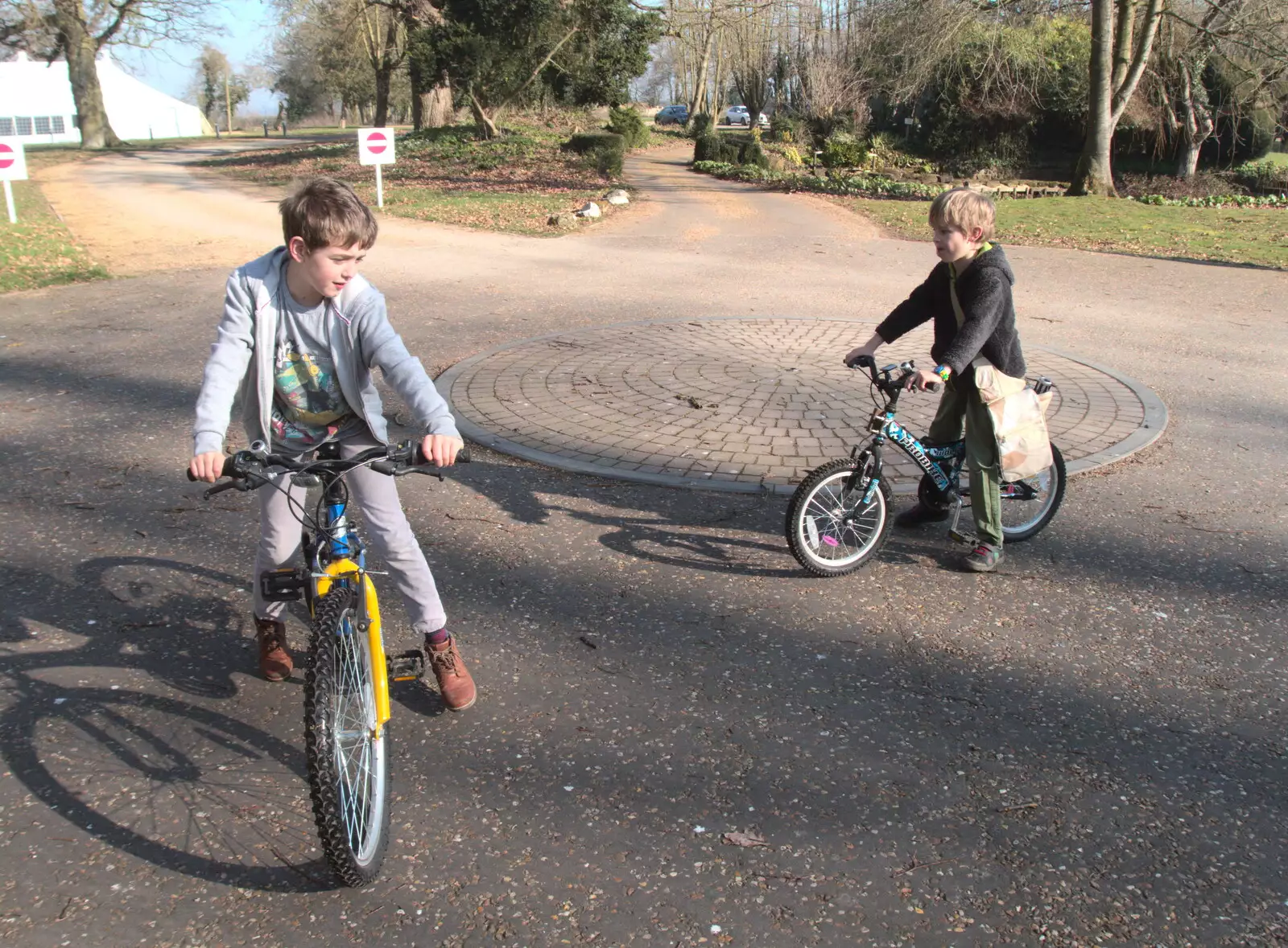 Fred and Harry on their bikes, from Diss Express Photos and a Garden Den, Eye, Suffolk - 23rd February 2019