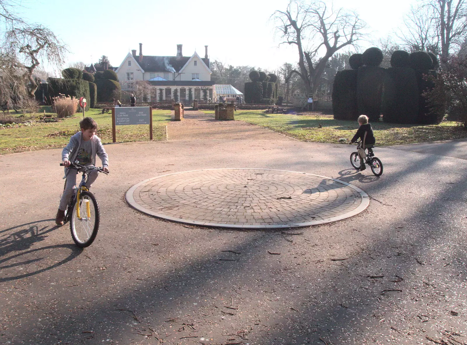 The boys do circles, from Diss Express Photos and a Garden Den, Eye, Suffolk - 23rd February 2019