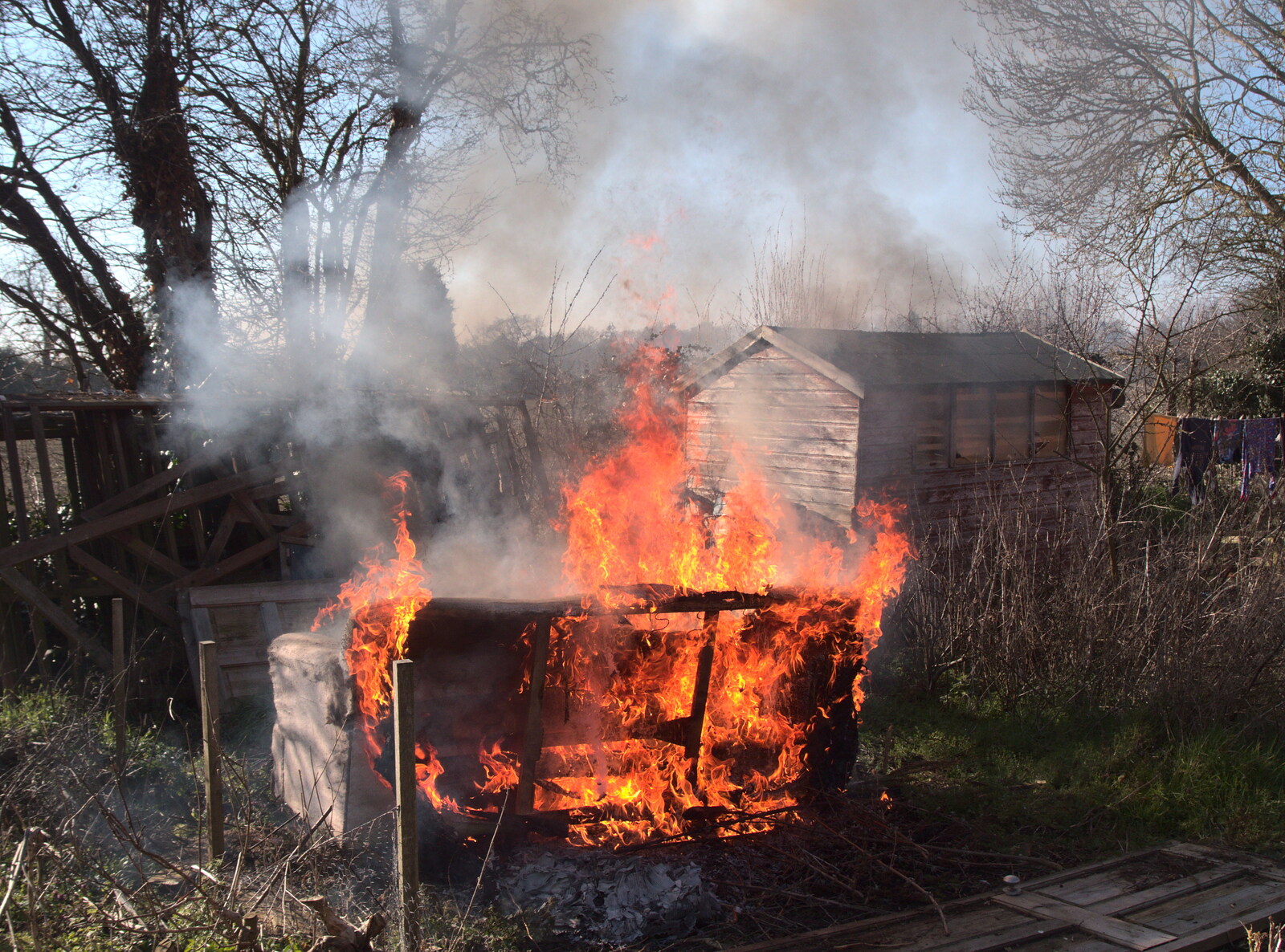 An old sofa gets burned up from Diss Express Photos and a Garden Den, Eye, Suffolk - 23rd February 2019