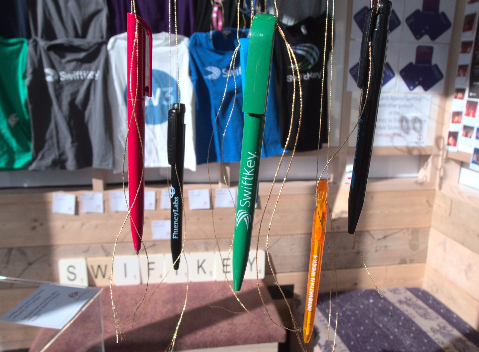 Various SwiftKey pens dangle around in the museum from SwiftKey Innovation Week, Paddington, London - 27th February 2019