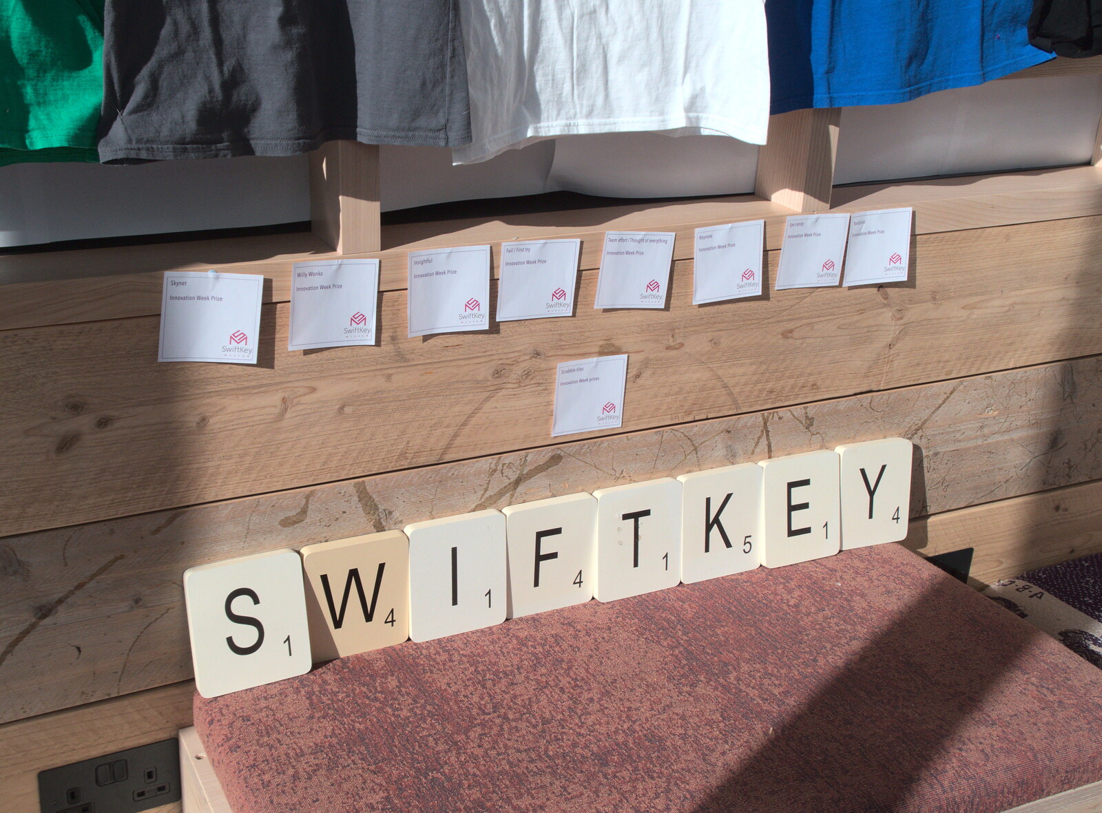 Giant SwiftKey Scrabble squares from SwiftKey Innovation Week, Paddington, London - 27th February 2019