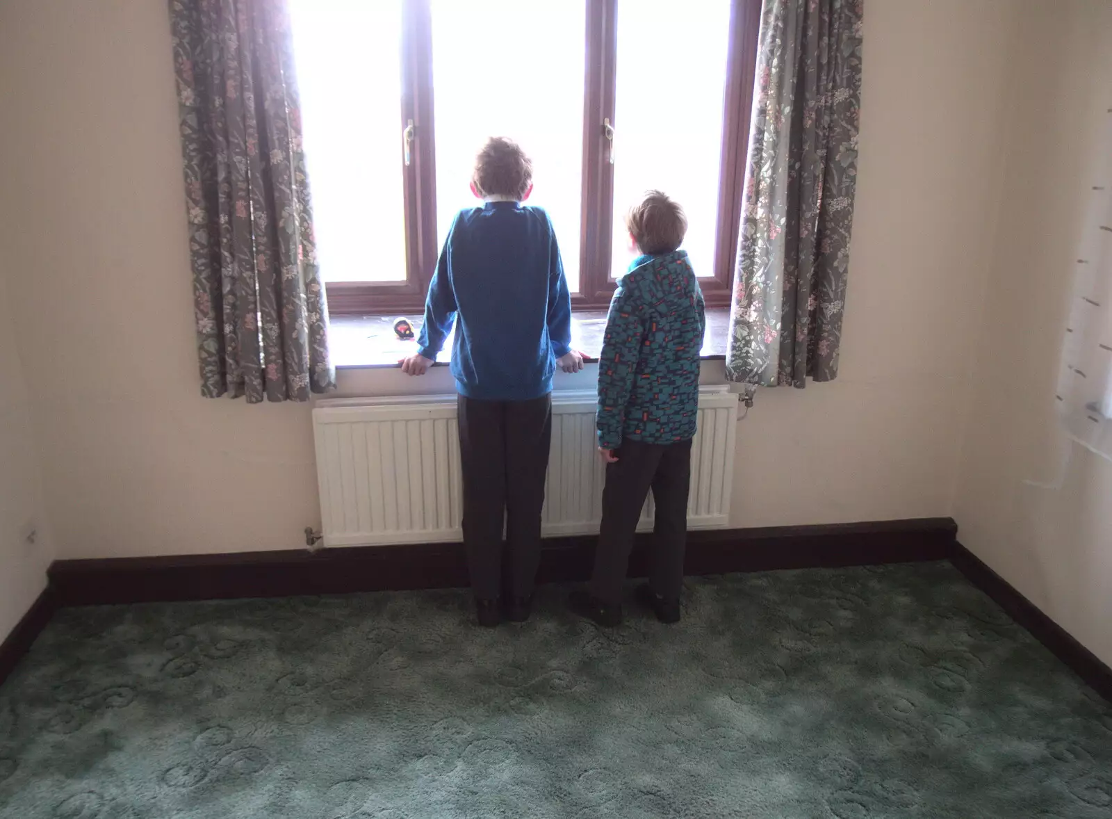 Fred and Harry inspect the view, from The G-Unit Moves In, Eye, Suffolk - 4th March 2019