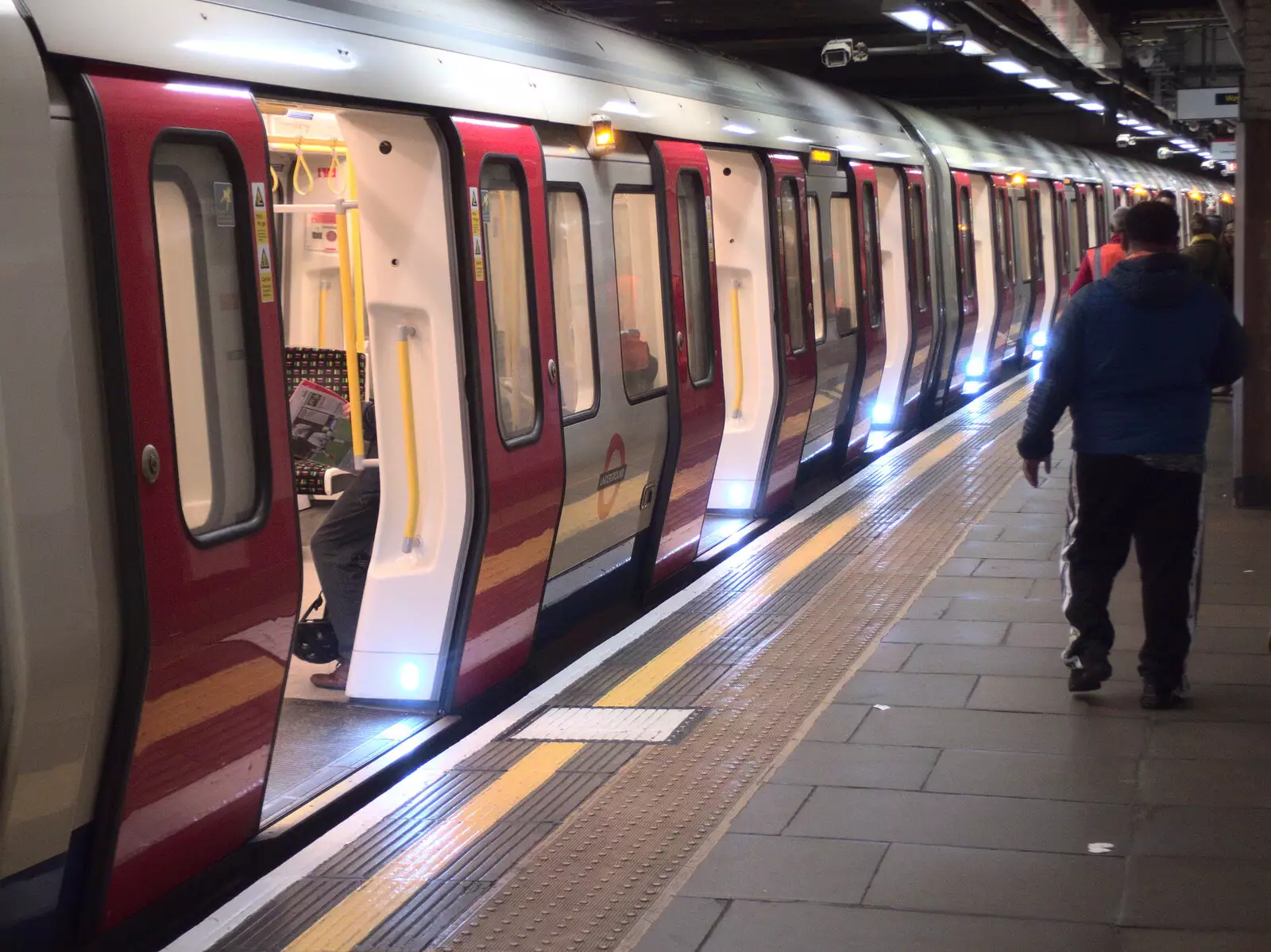 A tube train stops at Liverpool Street, from Off to the Cinema Again, Norwich, Norfolk - 9th March 2019