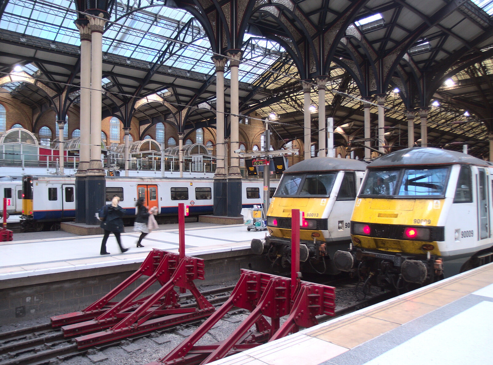 Class 90s, including 90009, at Liverpool Street from Off to the Cinema Again, Norwich, Norfolk - 9th March 2019