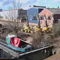 A line of cherry-pickers near Trowse Bridge, Off to the Cinema Again, Norwich, Norfolk - 9th March 2019