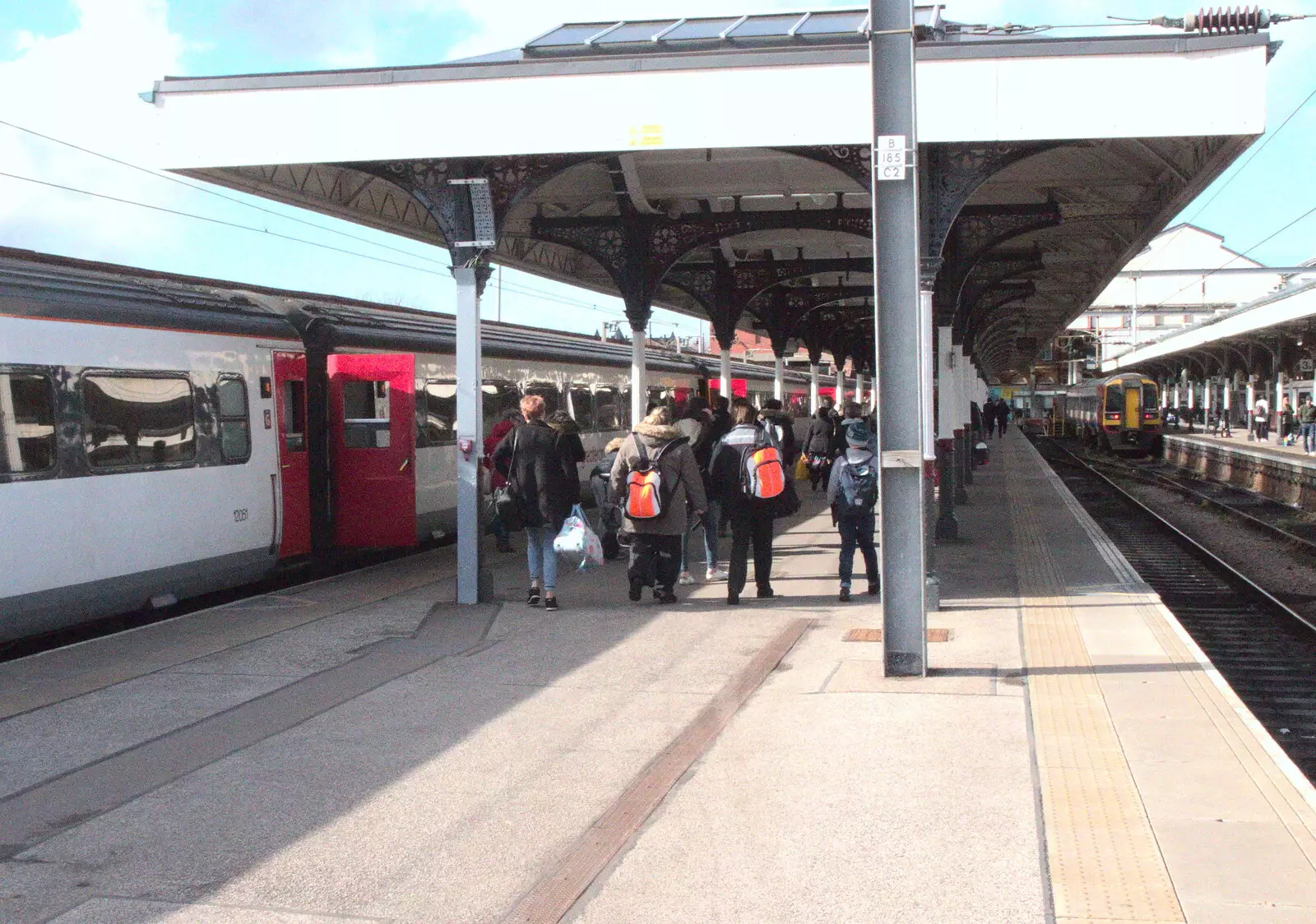 Passengers on the platform at Norwich, from Off to the Cinema Again, Norwich, Norfolk - 9th March 2019