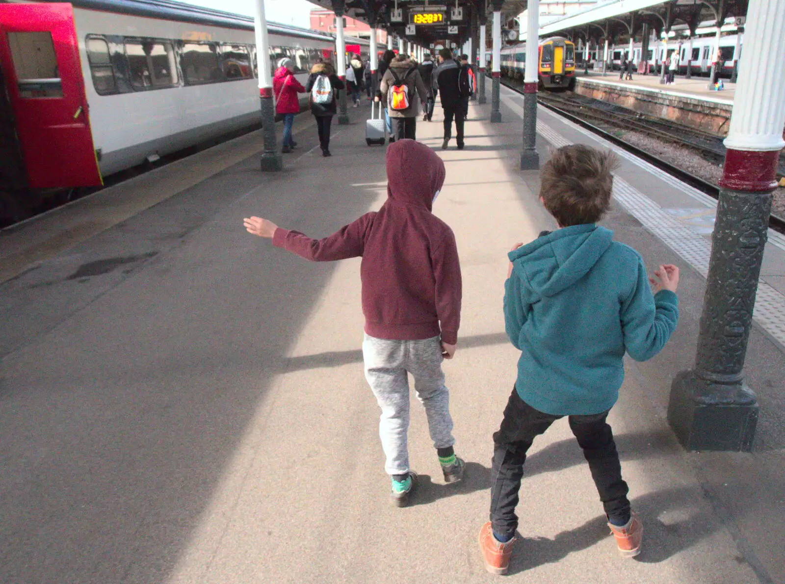 Harry and Fred do some moves, from Off to the Cinema Again, Norwich, Norfolk - 9th March 2019