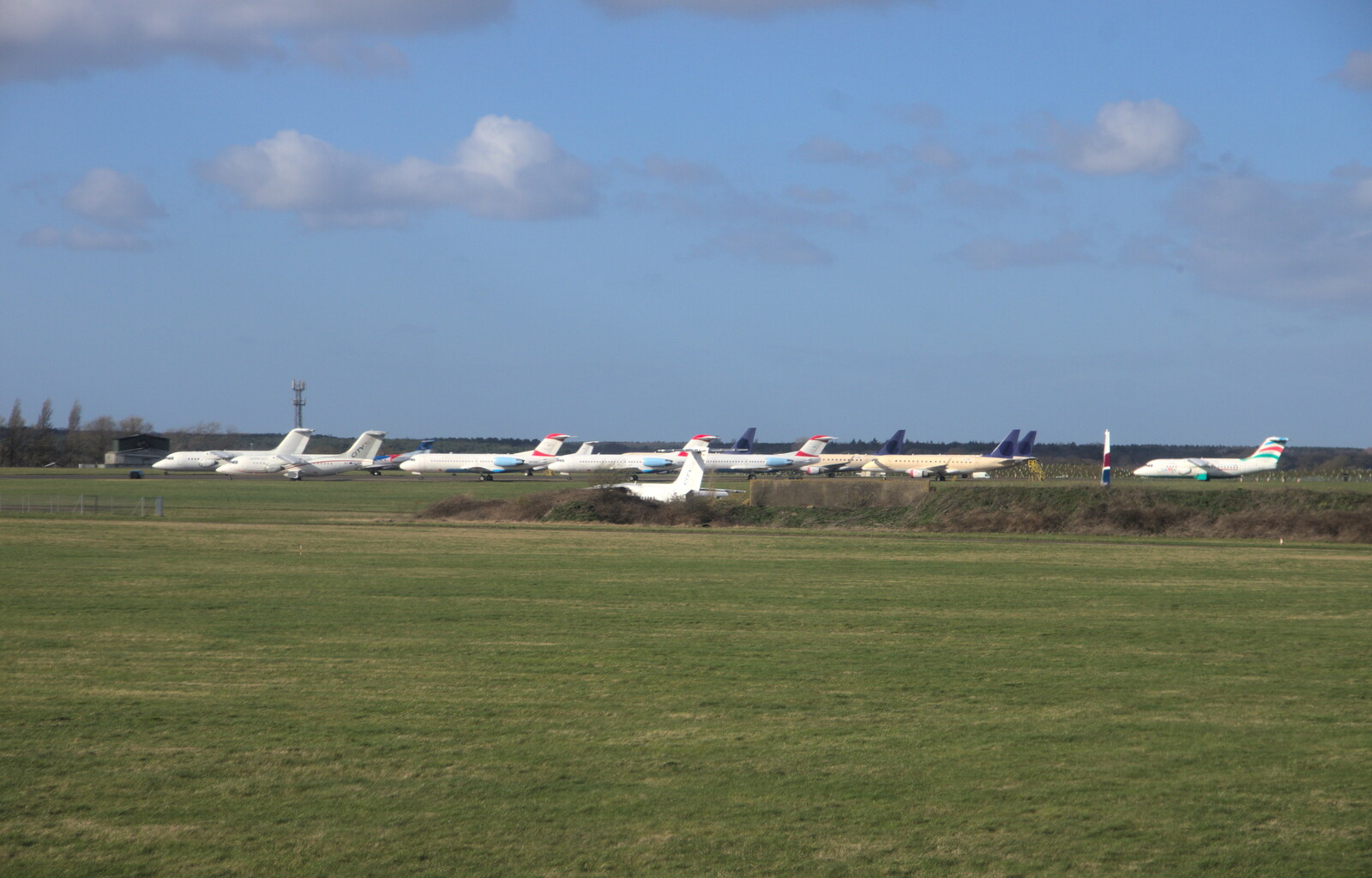 A stack of mystery aircraft on the airport perimeter from Devon In A Day, Exeter, Devon - 14th March 2019