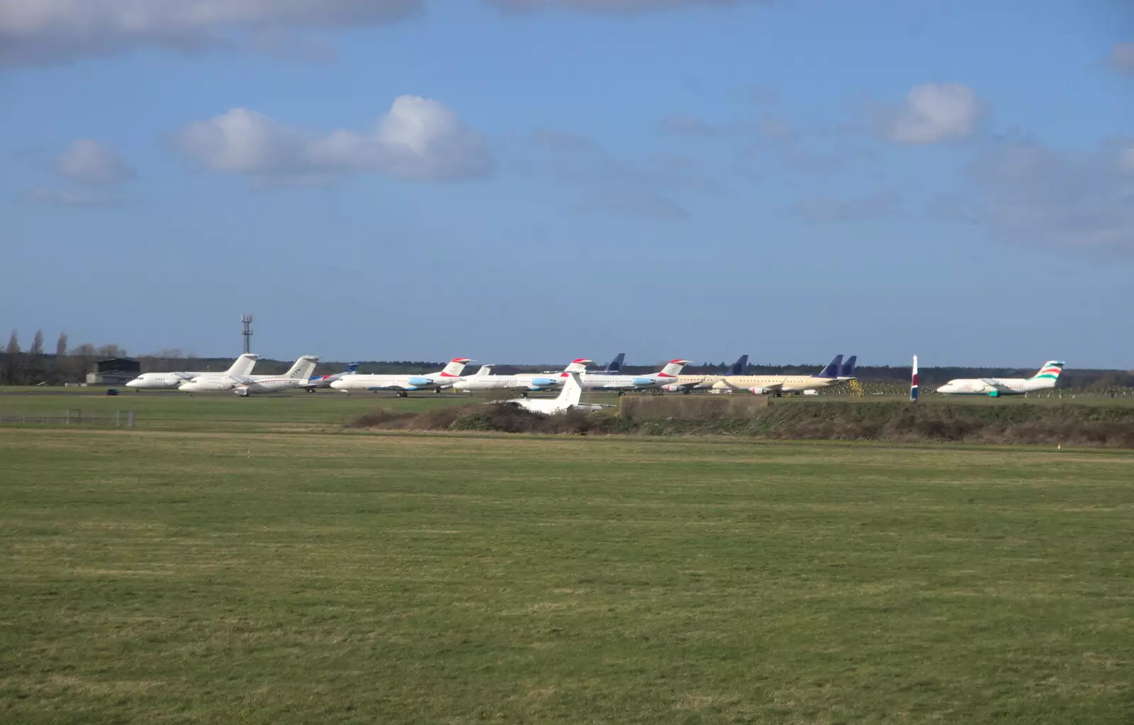 A stack of mystery aircraft on the airport perimeter, from Devon In A Day, Exeter, Devon - 14th March 2019