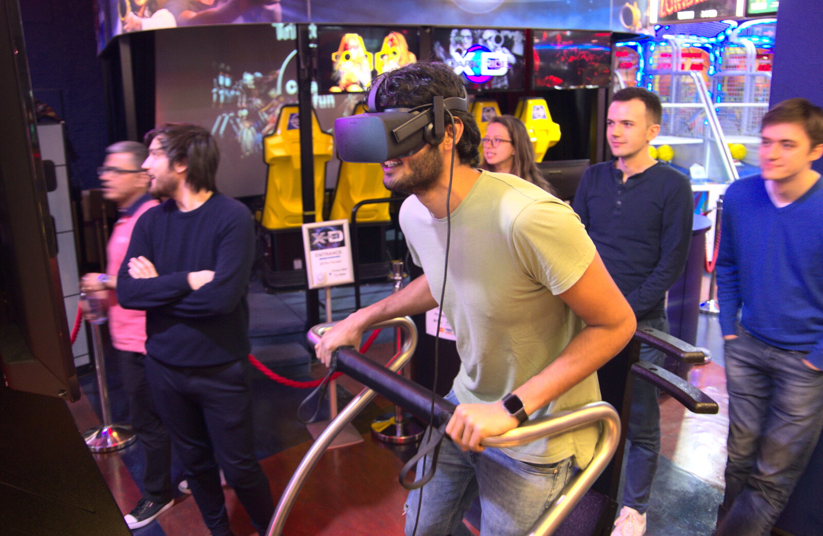 Praveen does some VR from A Team Outing at Namco Funscape, South Bank, London - 27th March 2019
