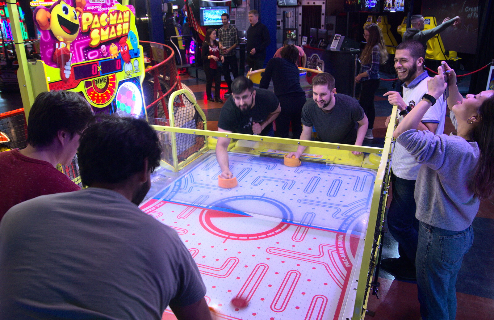 More air hockey from A Team Outing at Namco Funscape, South Bank, London - 27th March 2019