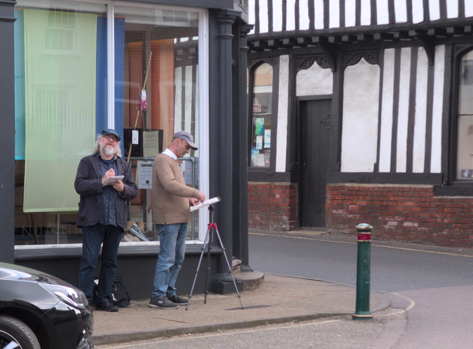 Painters at the end of Church Street from An April Miscellany: Snow and Cycling, Suffolk and London - 4th April 2019