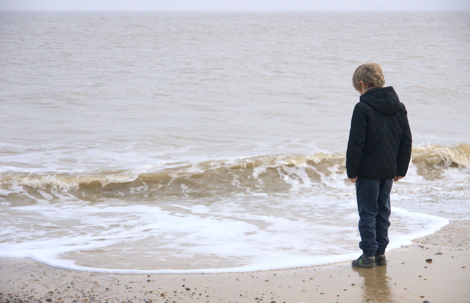 Harry takes on the sea from On The Beach, Southwold, Suffolk - 7th April 2019