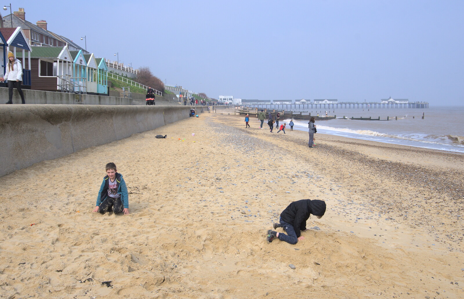 Harry digs in the sand from On The Beach, Southwold, Suffolk - 7th April 2019