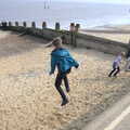 Fred leaps off another wall, On The Beach, Southwold, Suffolk - 7th April 2019
