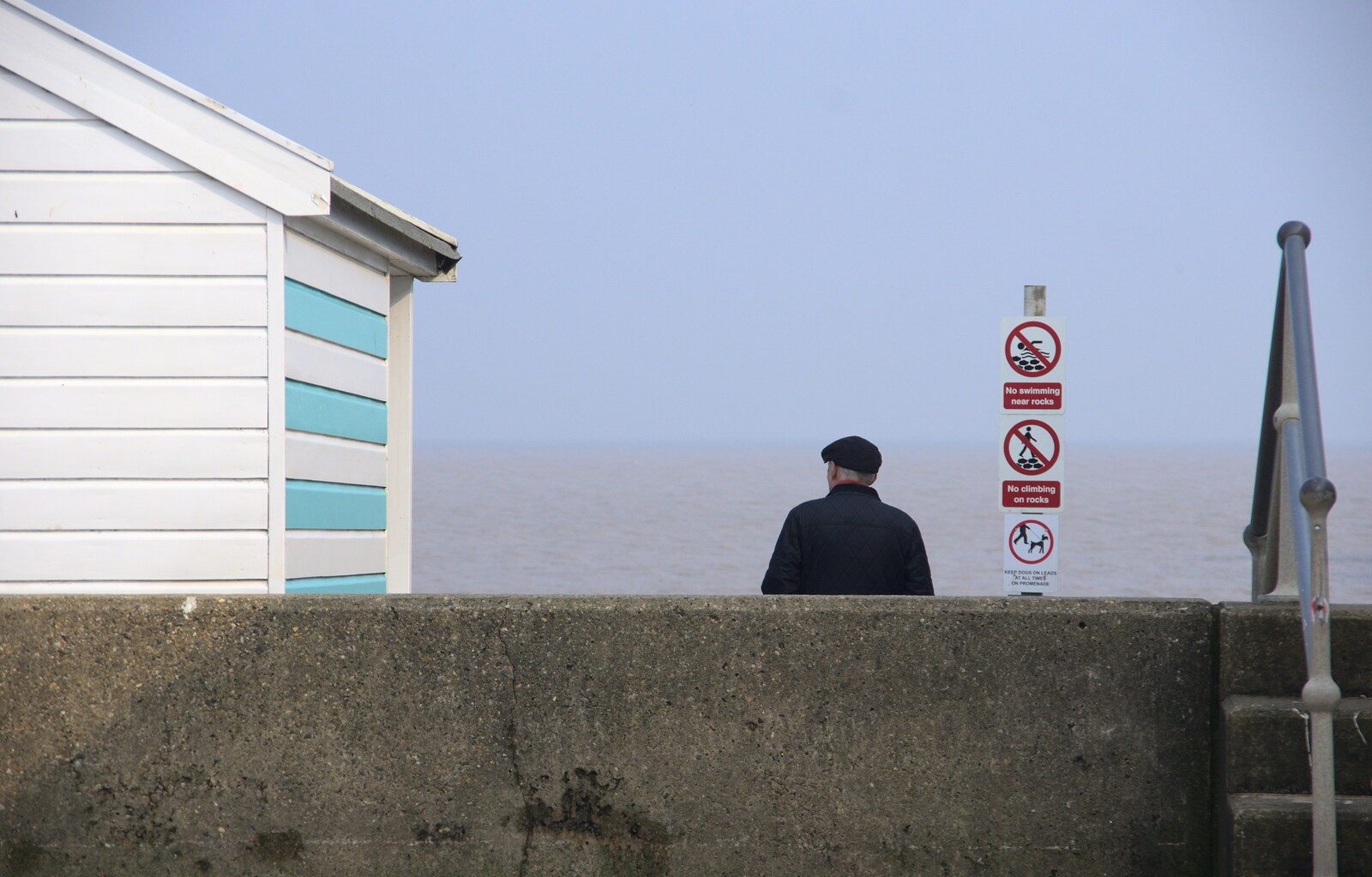 A dude in a cap looks out to sea from On The Beach, Southwold, Suffolk - 7th April 2019