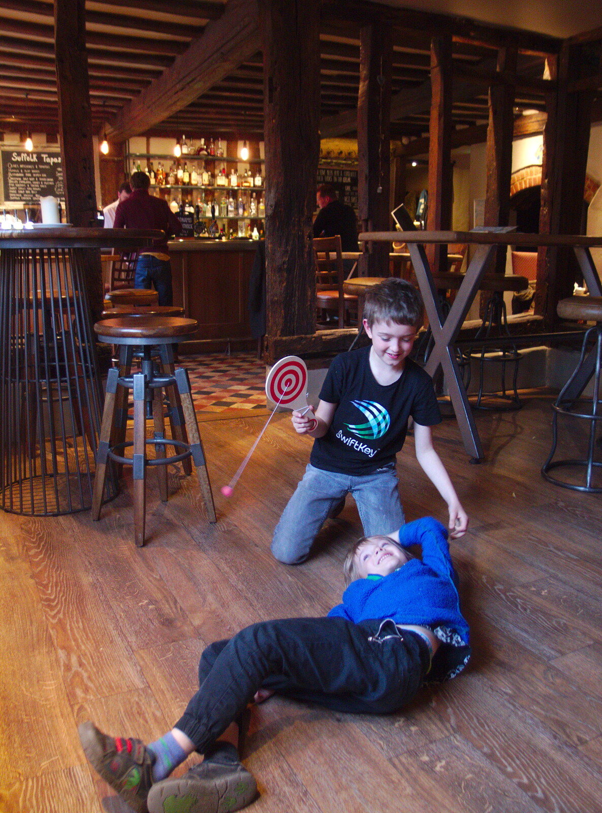 The boys on the floor from Lunch in the Oaksmere, Brome, Suffolk - 14th April 2019