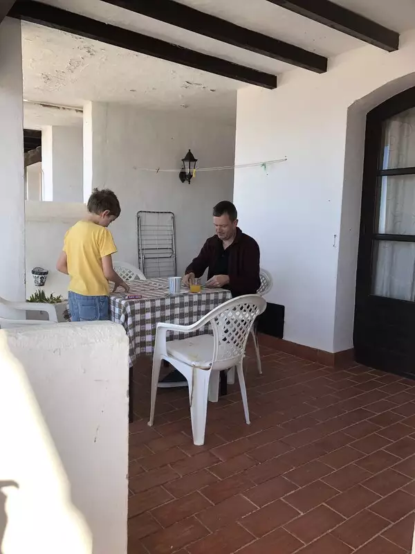 Fred and Nosher play 'spit', from A Holiday in Nerja, Andalusia, Spain - 15th April 2019