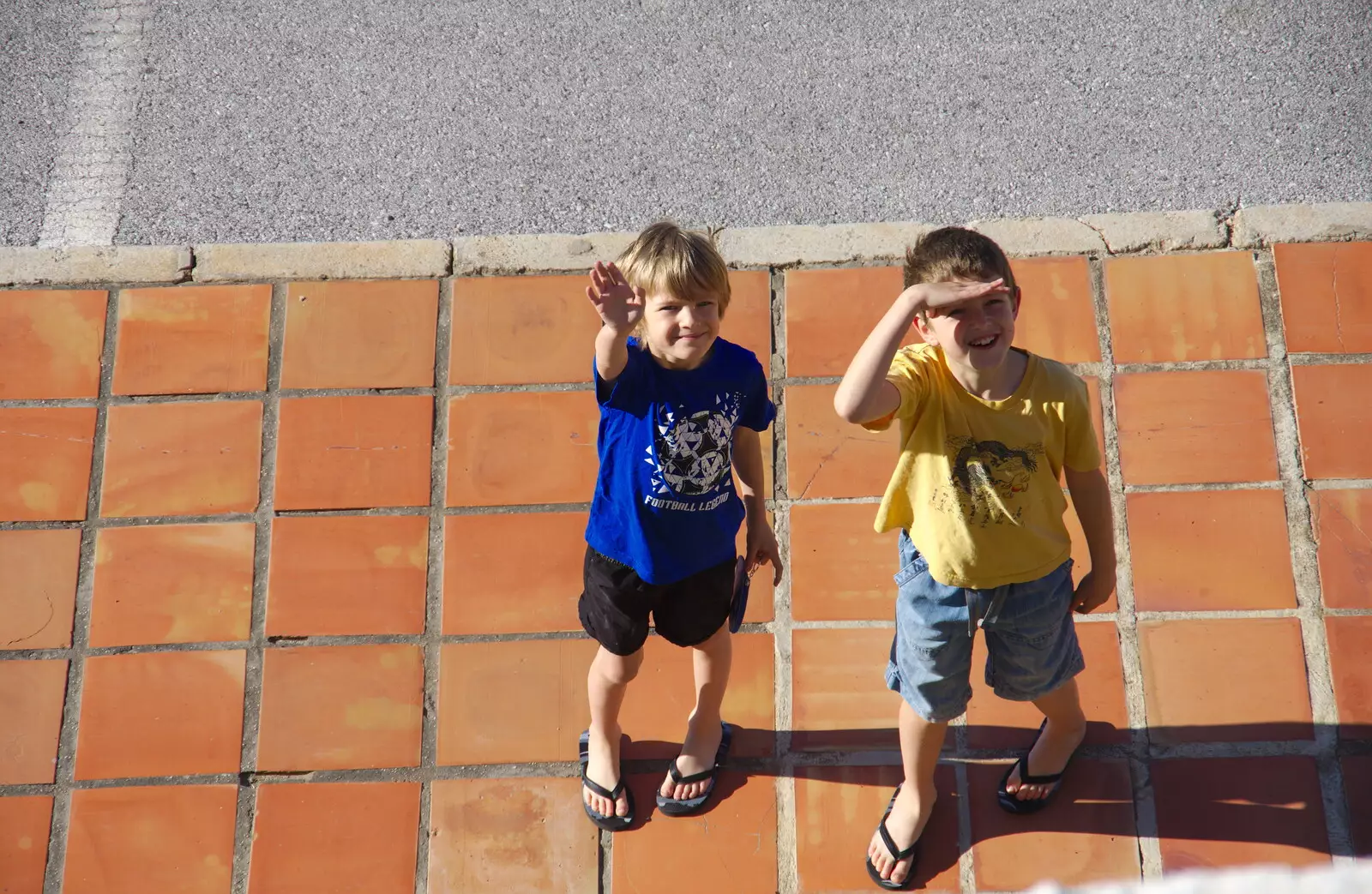 The boys down on the pavement, from A Holiday in Nerja, Andalusia, Spain - 15th April 2019