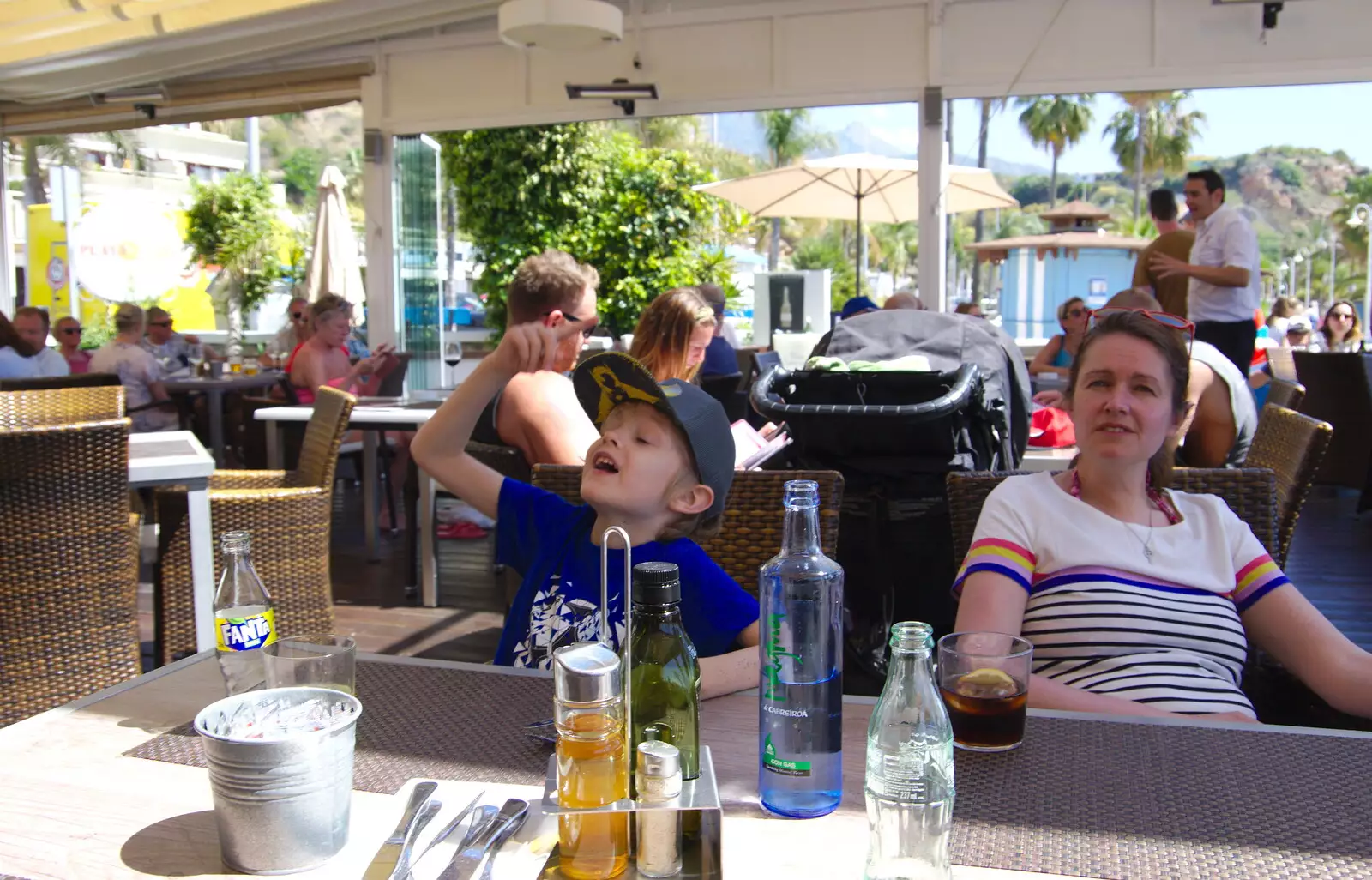 Harry and Isobel in the 'Playa y Sol' restaurant, from A Holiday in Nerja, Andalusia, Spain - 15th April 2019