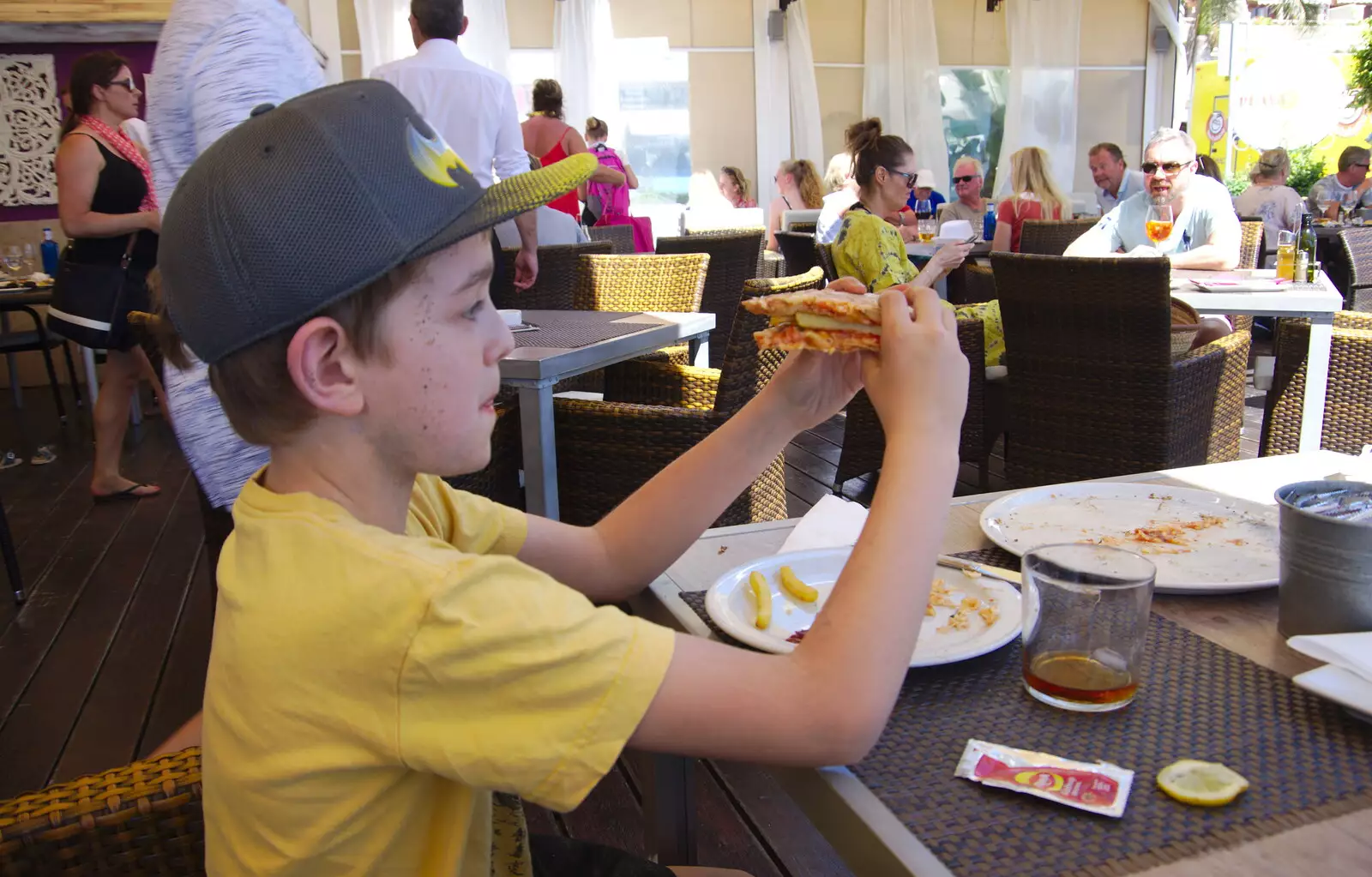 Fred makes a pizza-chip sandwich, from A Holiday in Nerja, Andalusia, Spain - 15th April 2019