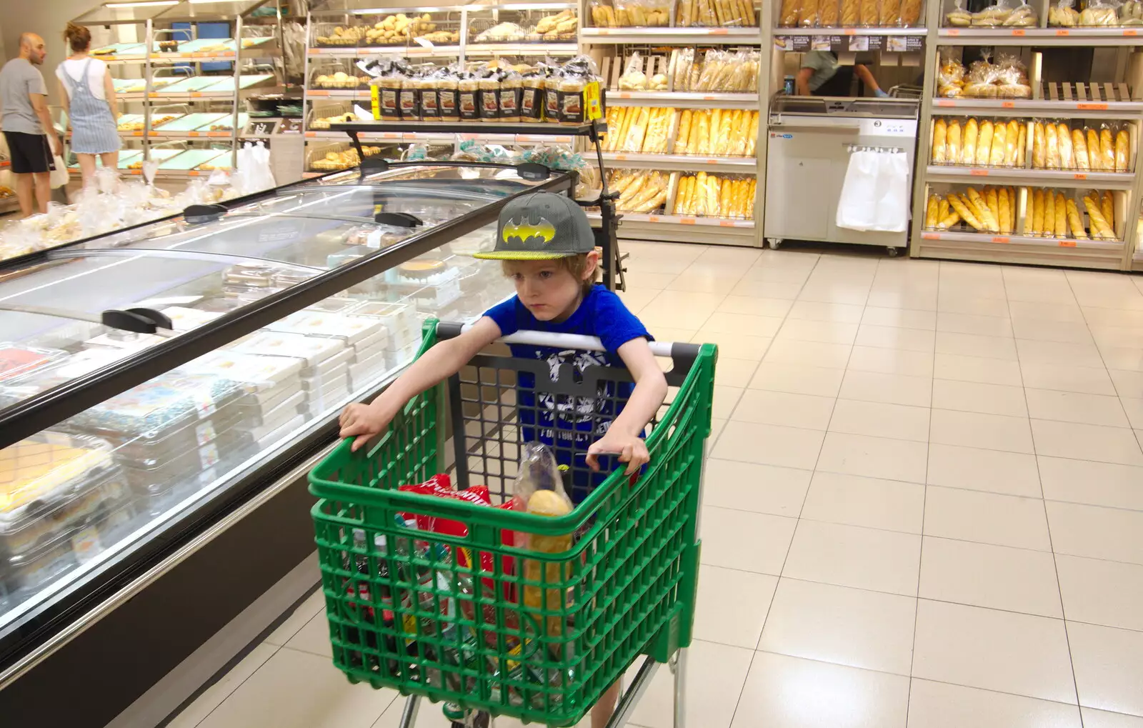 Harry looks a bit 'meh' as he hangs on a trolley, from A Holiday in Nerja, Andalusia, Spain - 15th April 2019