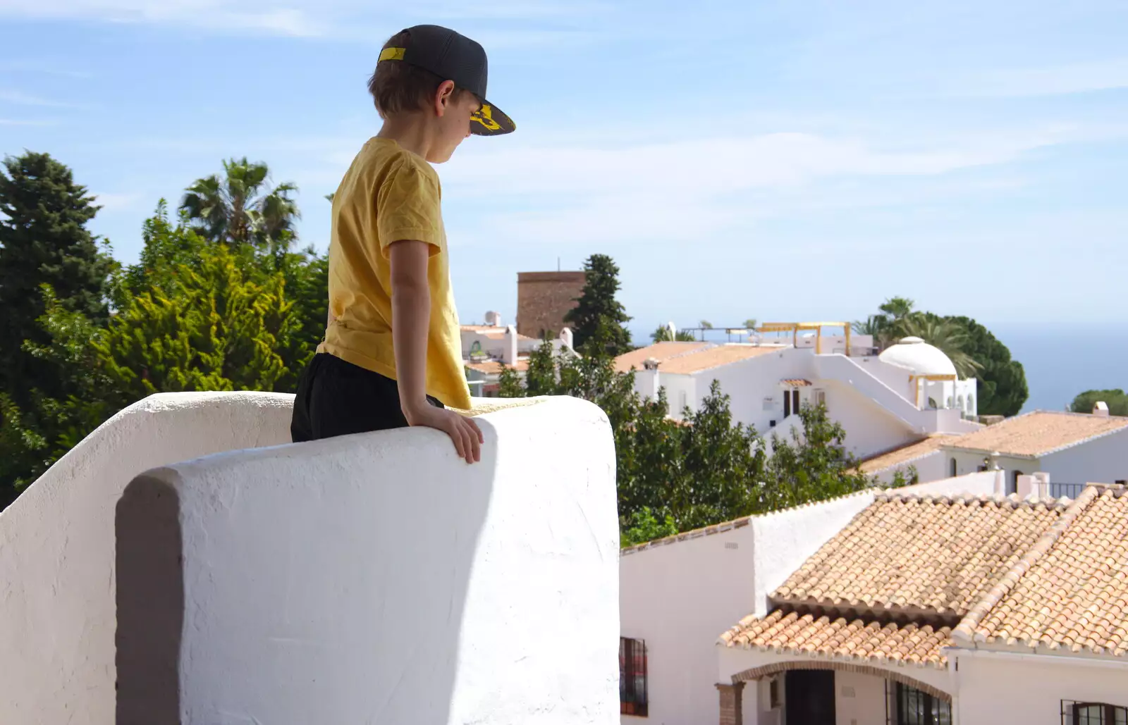 Fred looks out from the balcony, from A Holiday in Nerja, Andalusia, Spain - 15th April 2019