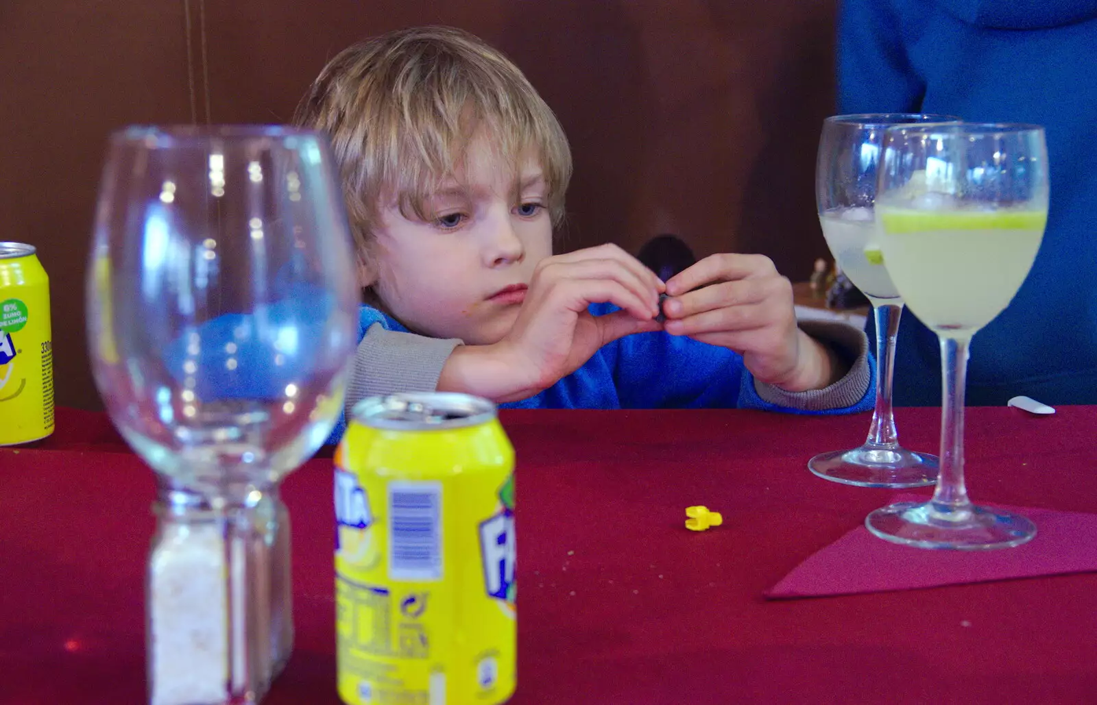 Harry concentrates on some Lego, from A Holiday in Nerja, Andalusia, Spain - 15th April 2019