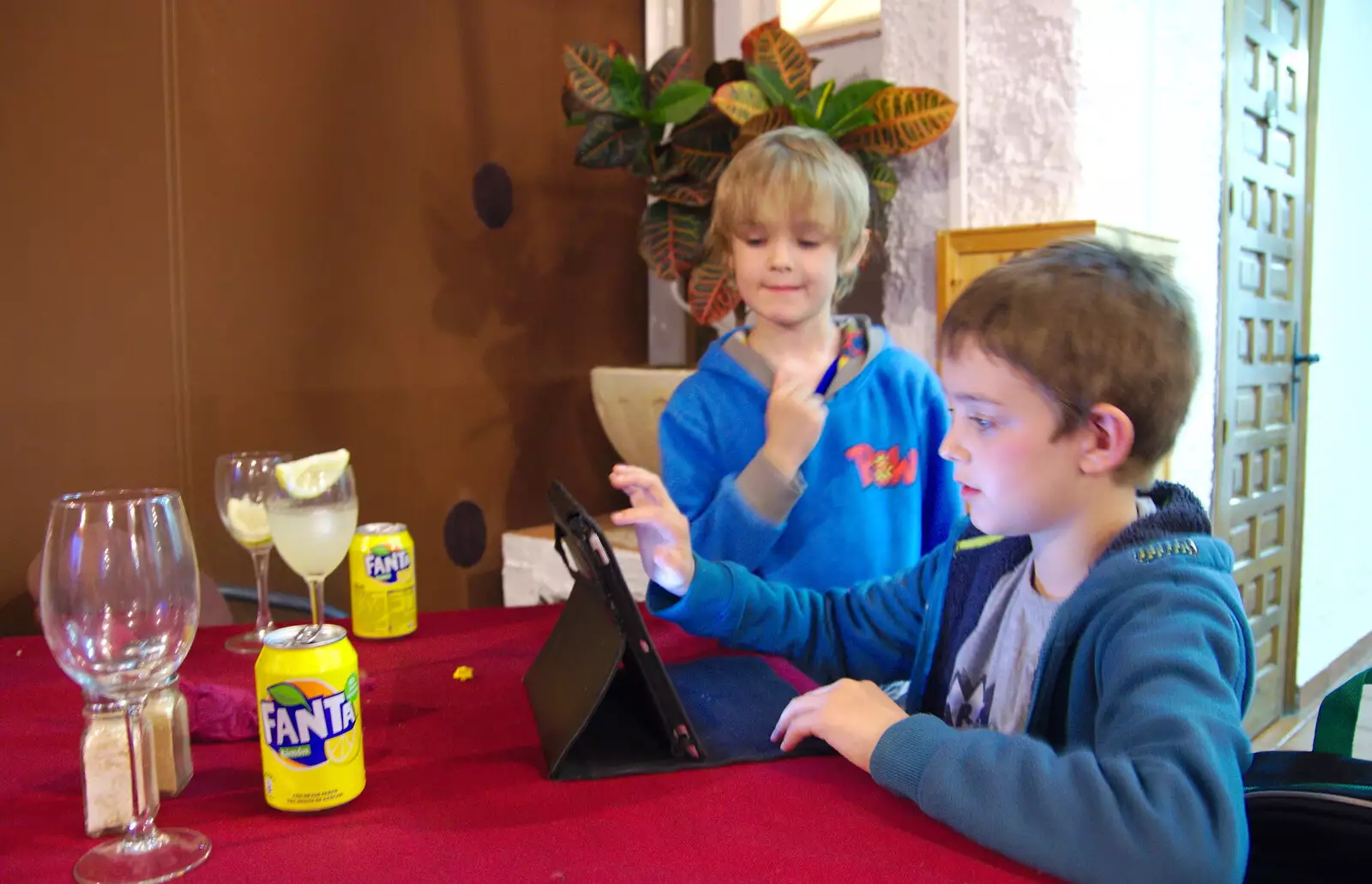 Harry and Fred work on their 'Lego Garmadon Movie', from A Holiday in Nerja, Andalusia, Spain - 15th April 2019