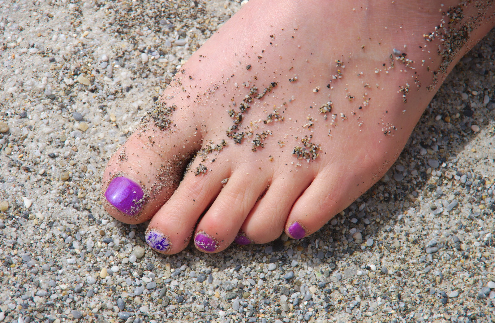 Isobel's painted toes in the sand from Torrecilla Beach and the Nerja Museum, Andalusia, Spain - 17th April 2019