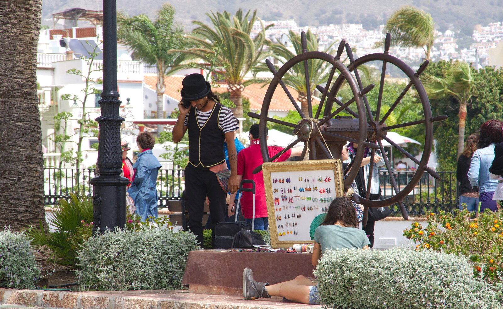 Some street-performer types hang around from Torrecilla Beach and the Nerja Museum, Andalusia, Spain - 17th April 2019