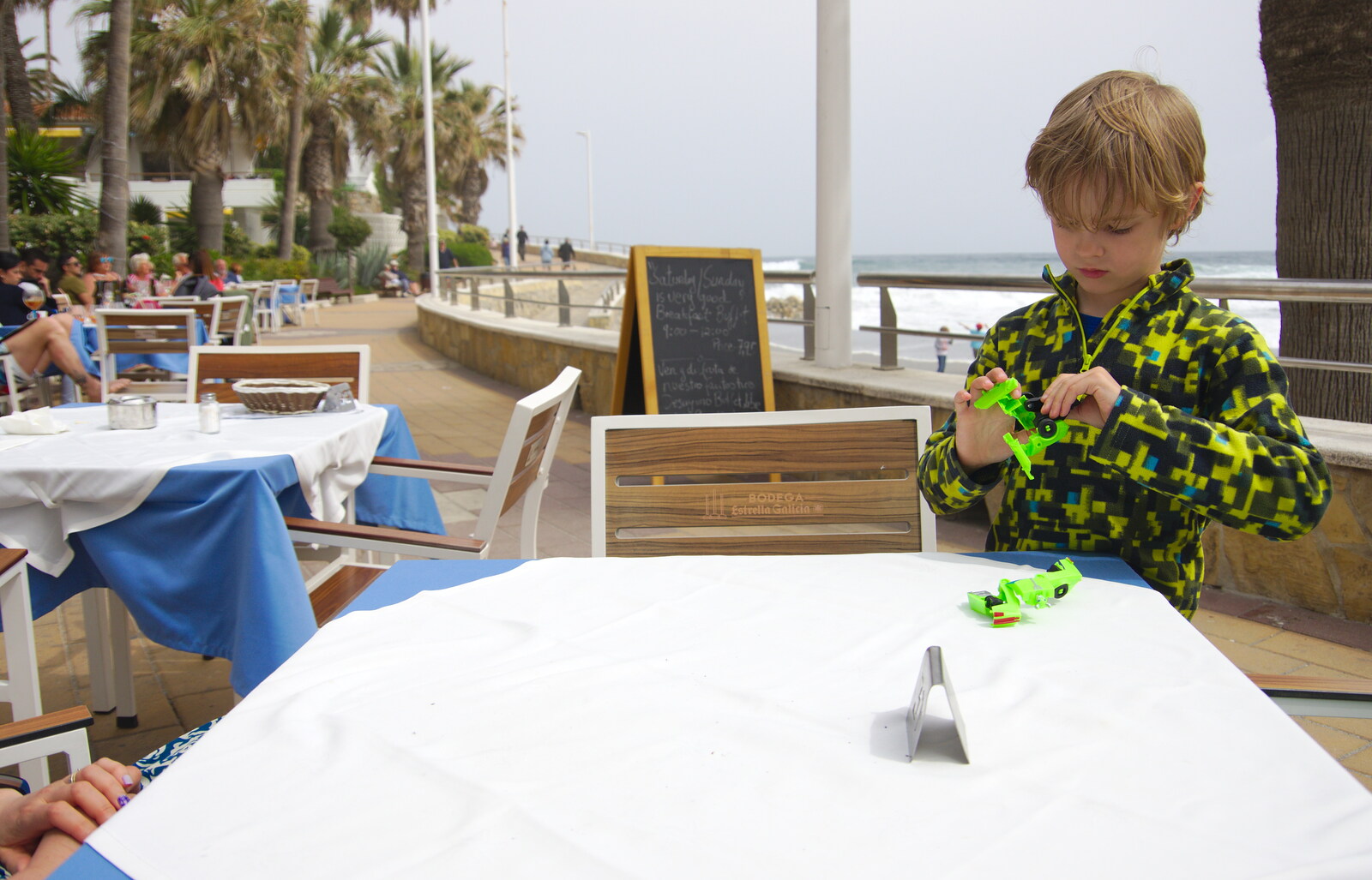 Harry plays with a new toy from Torrecilla Beach and the Nerja Museum, Andalusia, Spain - 17th April 2019
