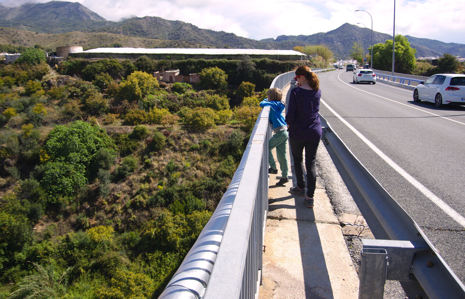 Harry and Isobel on a road bridge from The Caves of Nerja, and Frigiliana, Andalusia, Spain - 18th April 2019
