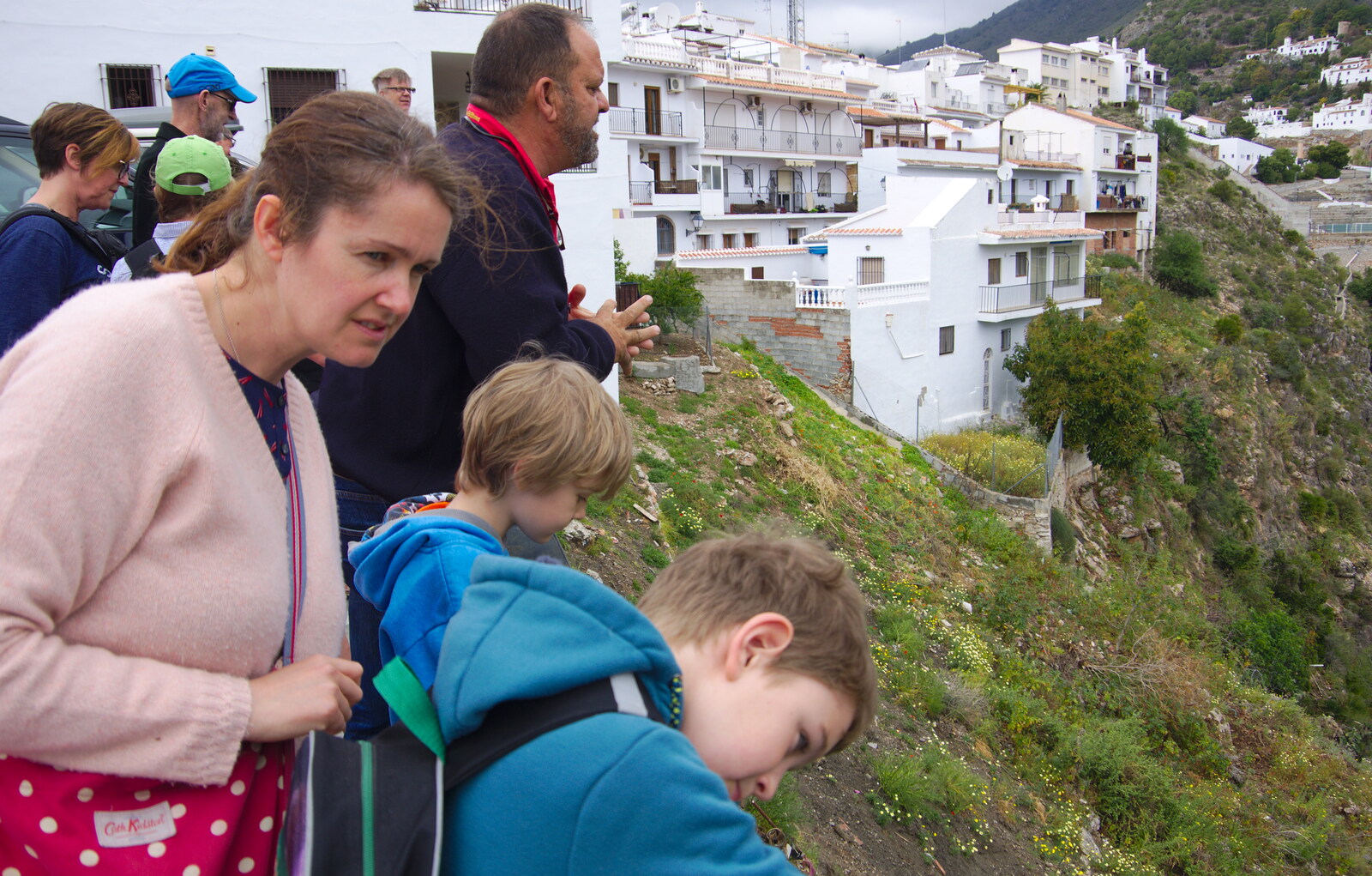 Harry and Fred peer over the edge from The Caves of Nerja, and Frigiliana, Andalusia, Spain - 18th April 2019