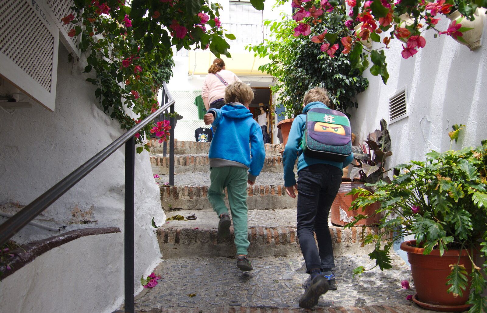 Climbing up steps soon becomes a bit of a 'thing' from The Caves of Nerja, and Frigiliana, Andalusia, Spain - 18th April 2019