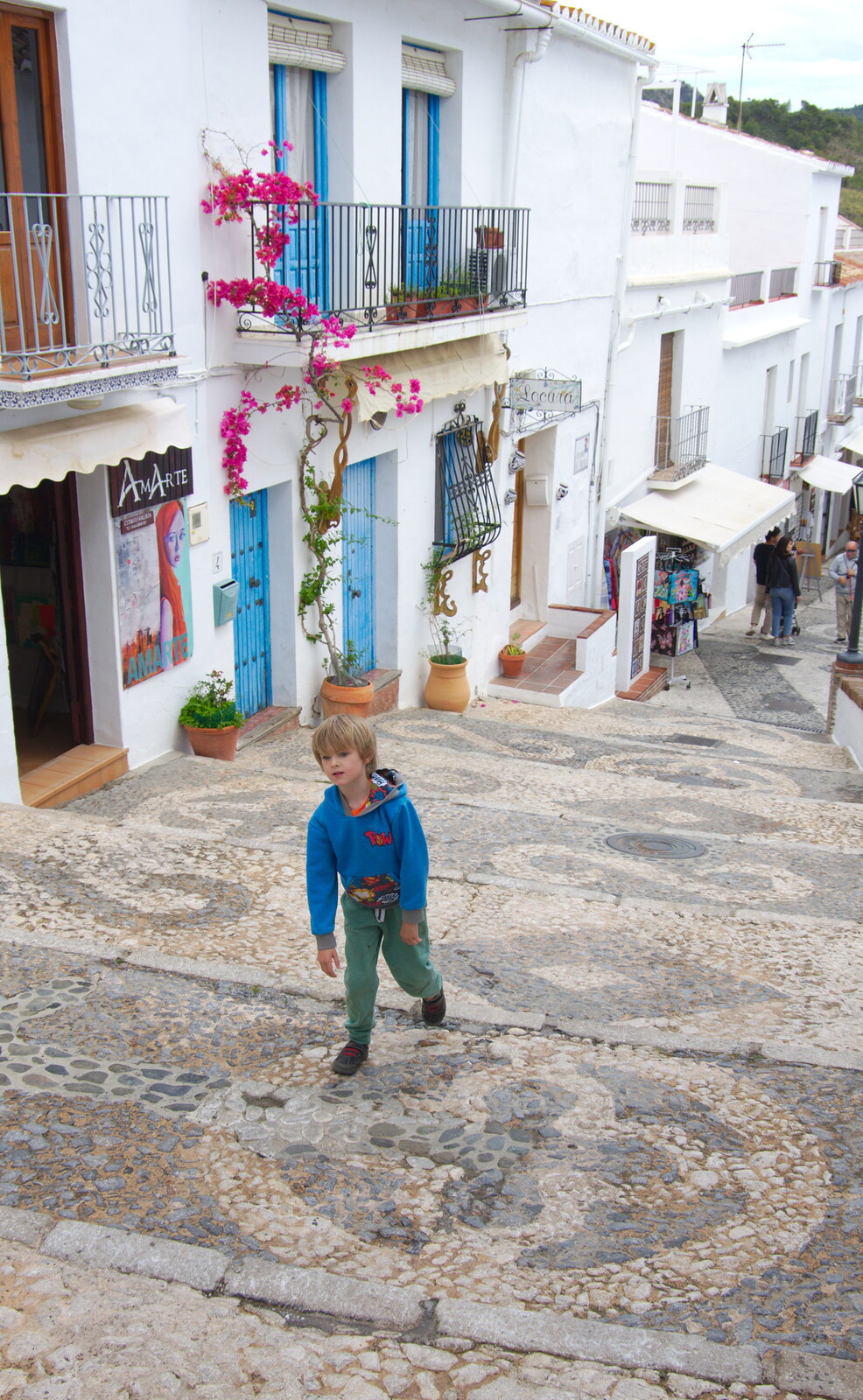 Harry grows weary of climbing up steps from The Caves of Nerja, and Frigiliana, Andalusia, Spain - 18th April 2019