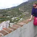 Isobel on a wall, two hundred metres above the town, The Caves of Nerja, and Frigiliana, Andalusia, Spain - 18th April 2019