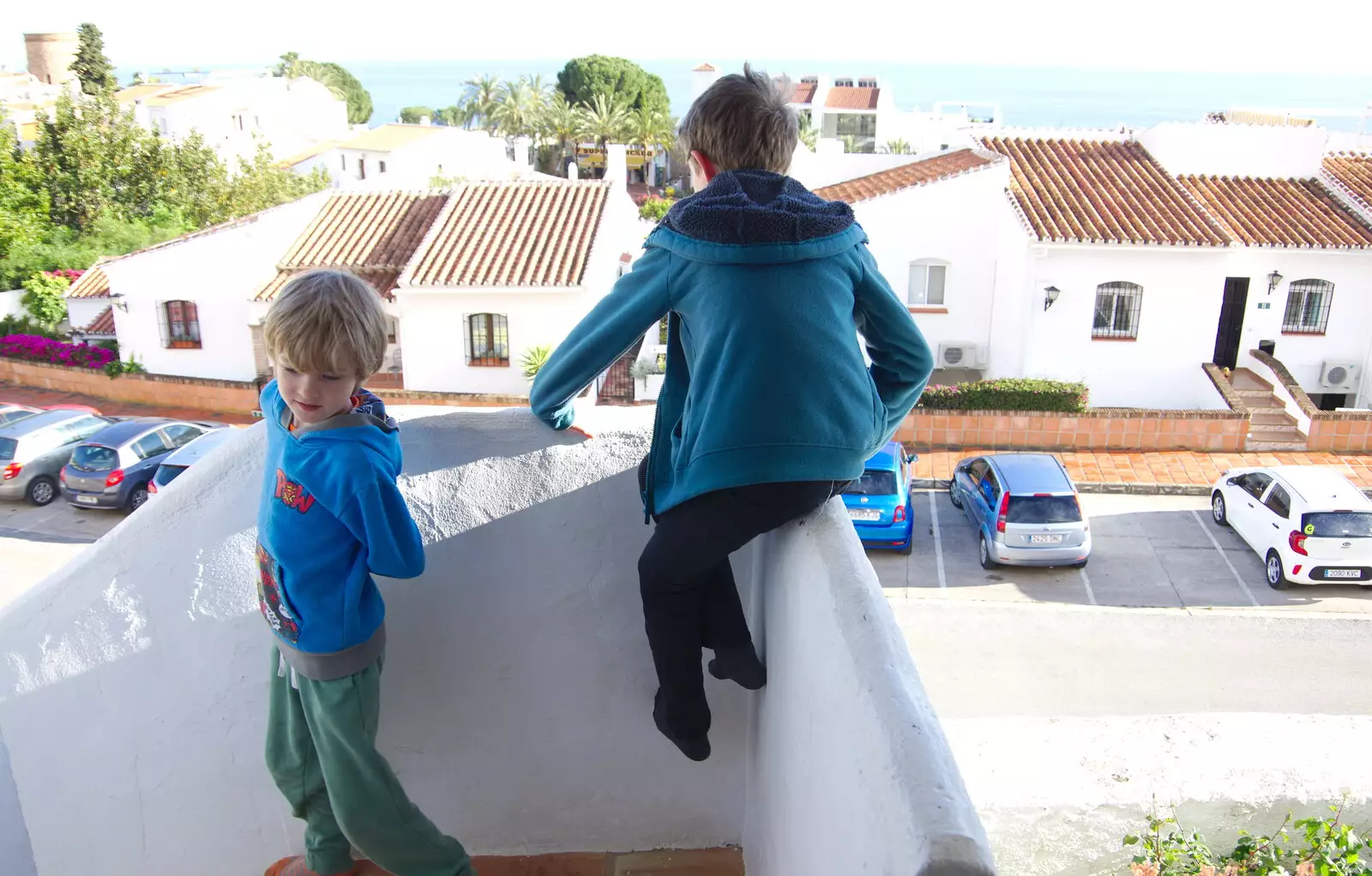 Fred sits on a wall, from The Caves of Nerja, and Frigiliana, Andalusia, Spain - 18th April 2019