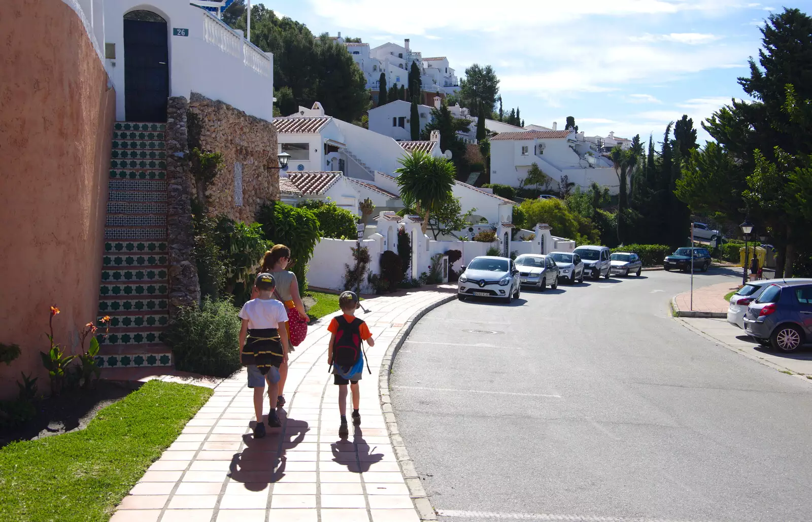 The gang heads off down El Cappuchino, from A Walk up a Hill, Paella on the Beach and Granada, Andalusia, Spain - 19th April 2018