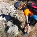 Harry looks at a rock, A Walk up a Hill, Paella on the Beach and Granada, Andalusia, Spain - 19th April 2018