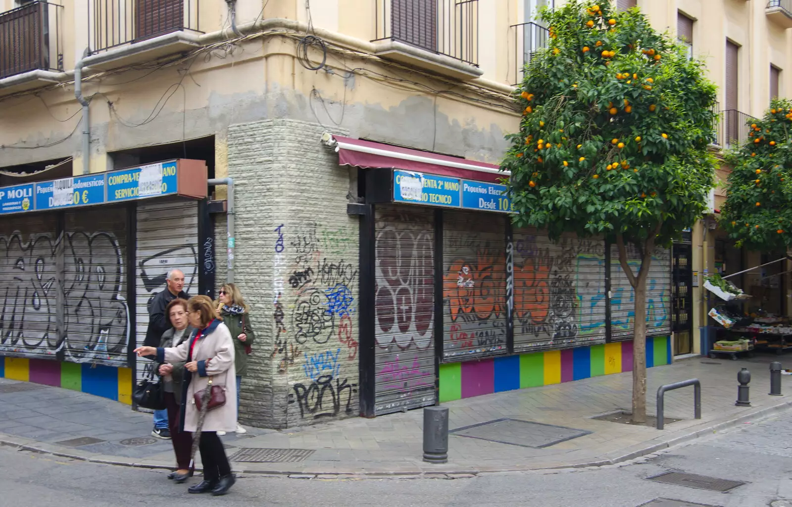 Graffitoed shutters, from A Walk up a Hill, Paella on the Beach and Granada, Andalusia, Spain - 19th April 2018