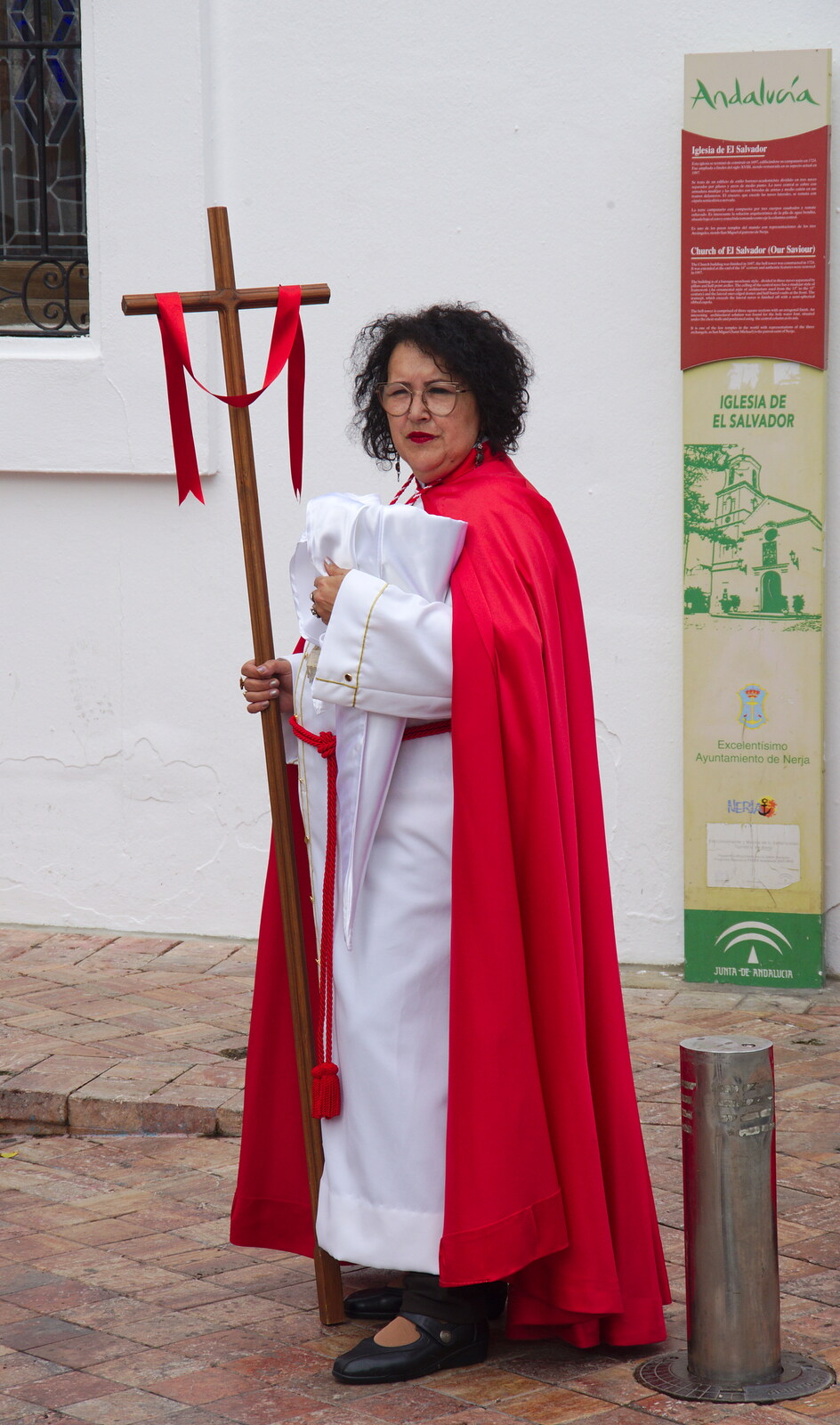 A woman with a cross from An Easter Parade, Nerja, Andalusia, Spain - 21st April 2019