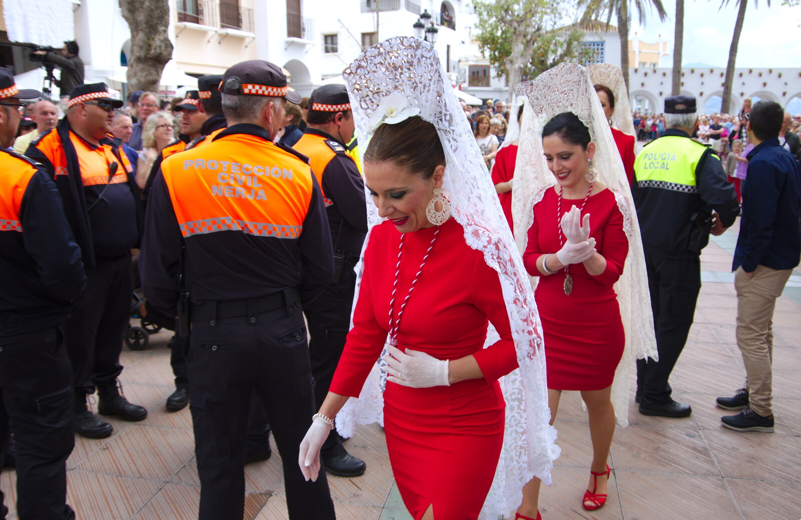 A couple of women in nets from An Easter Parade, Nerja, Andalusia, Spain - 21st April 2019