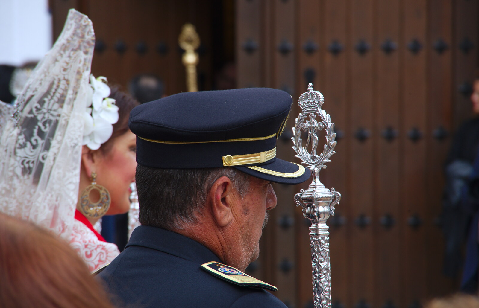 Bloke with a silver staff from An Easter Parade, Nerja, Andalusia, Spain - 21st April 2019