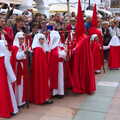 The pointy hats, or Capirotes, represent penitence, An Easter Parade, Nerja, Andalusia, Spain - 21st April 2019