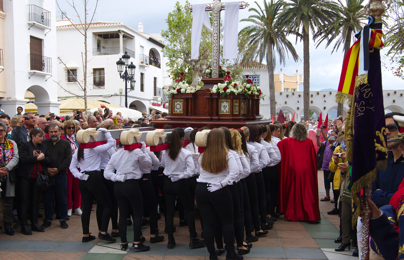 The cross heads off from An Easter Parade, Nerja, Andalusia, Spain - 21st April 2019