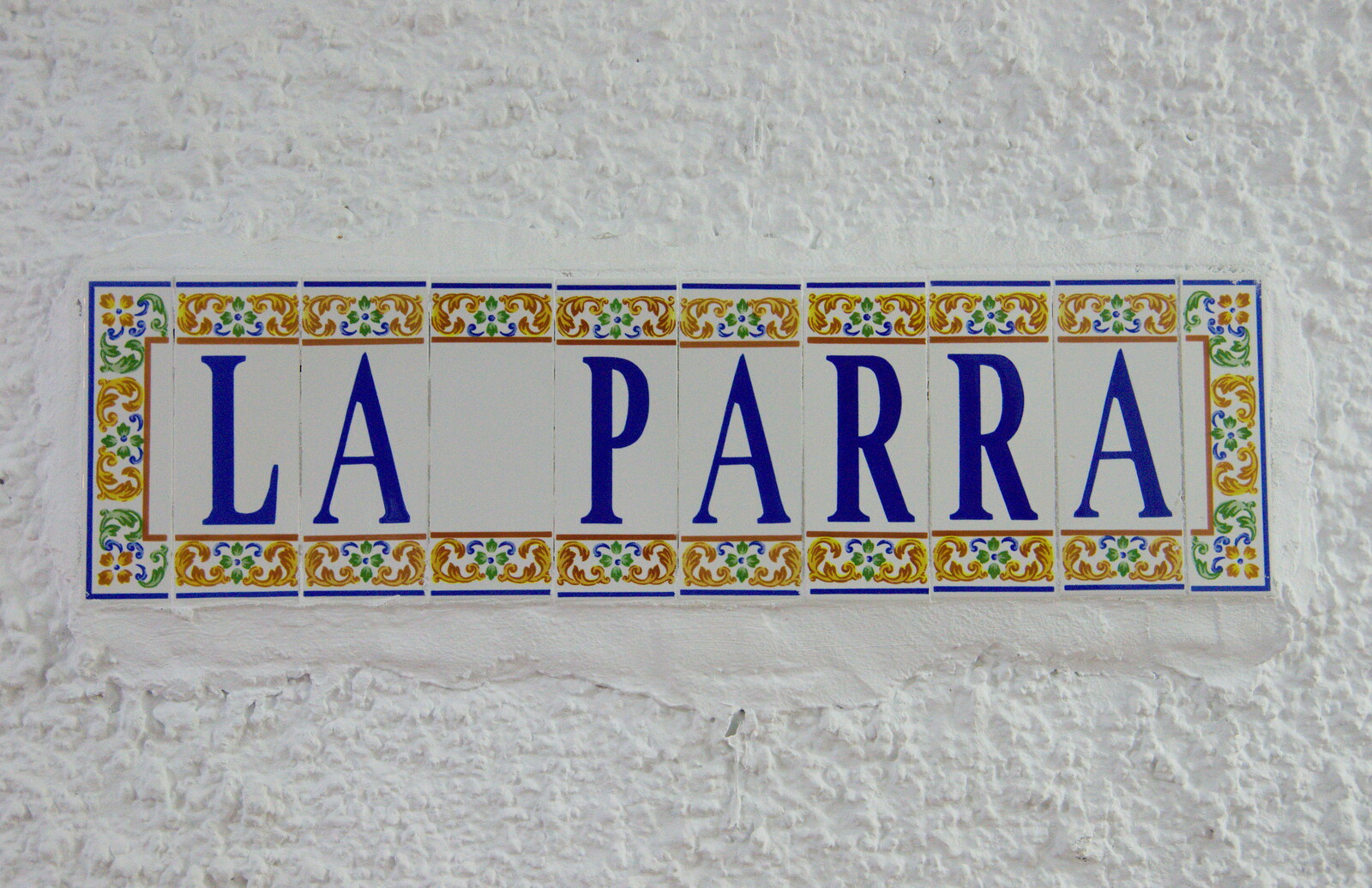 La Parra's tiled sign from An Easter Parade, Nerja, Andalusia, Spain - 21st April 2019