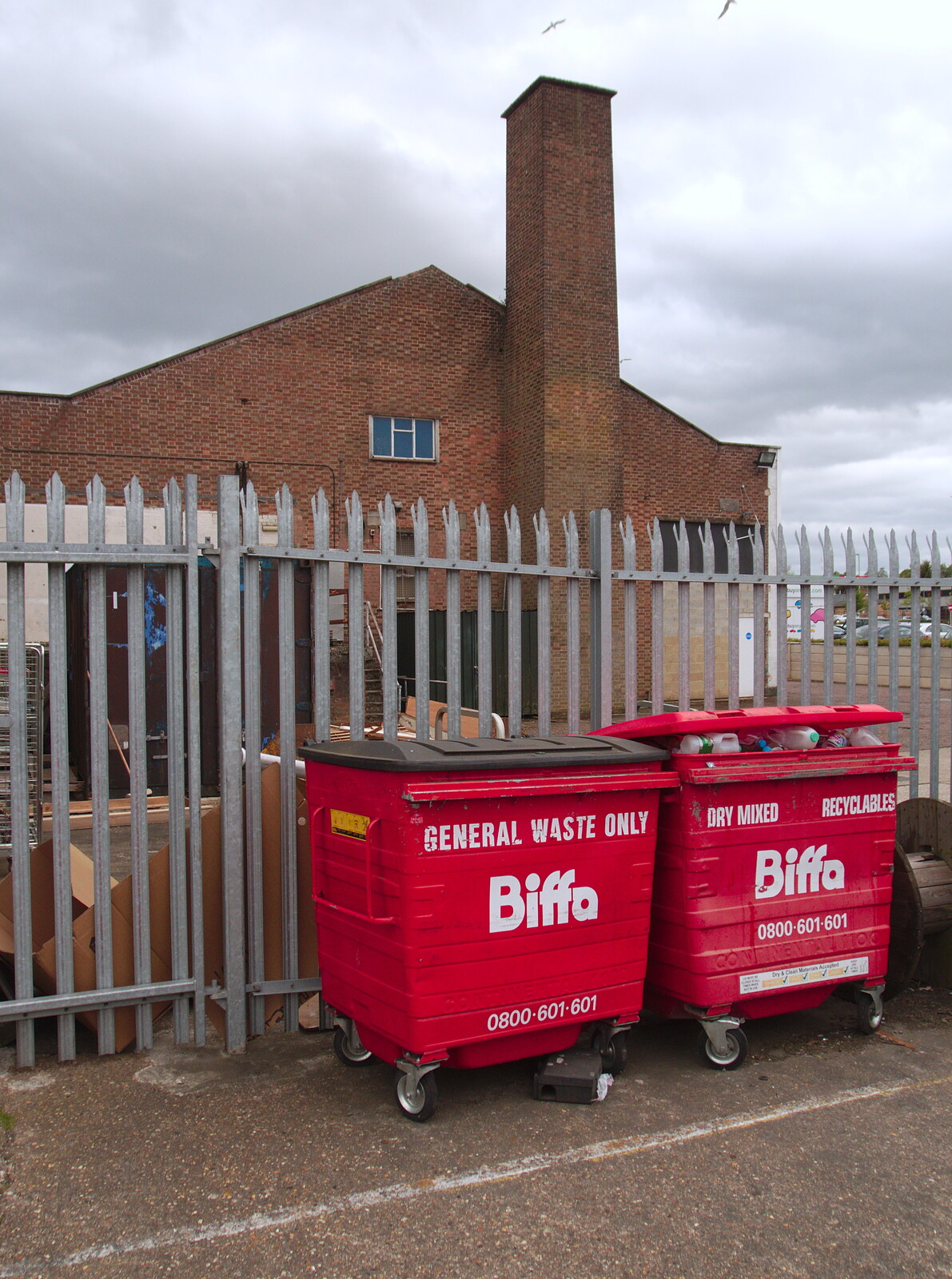 Biffa bins and some old warehouse building from A Mini Qualcomm Reunion, The Wrestlers, Cambridge - 26th April 2019