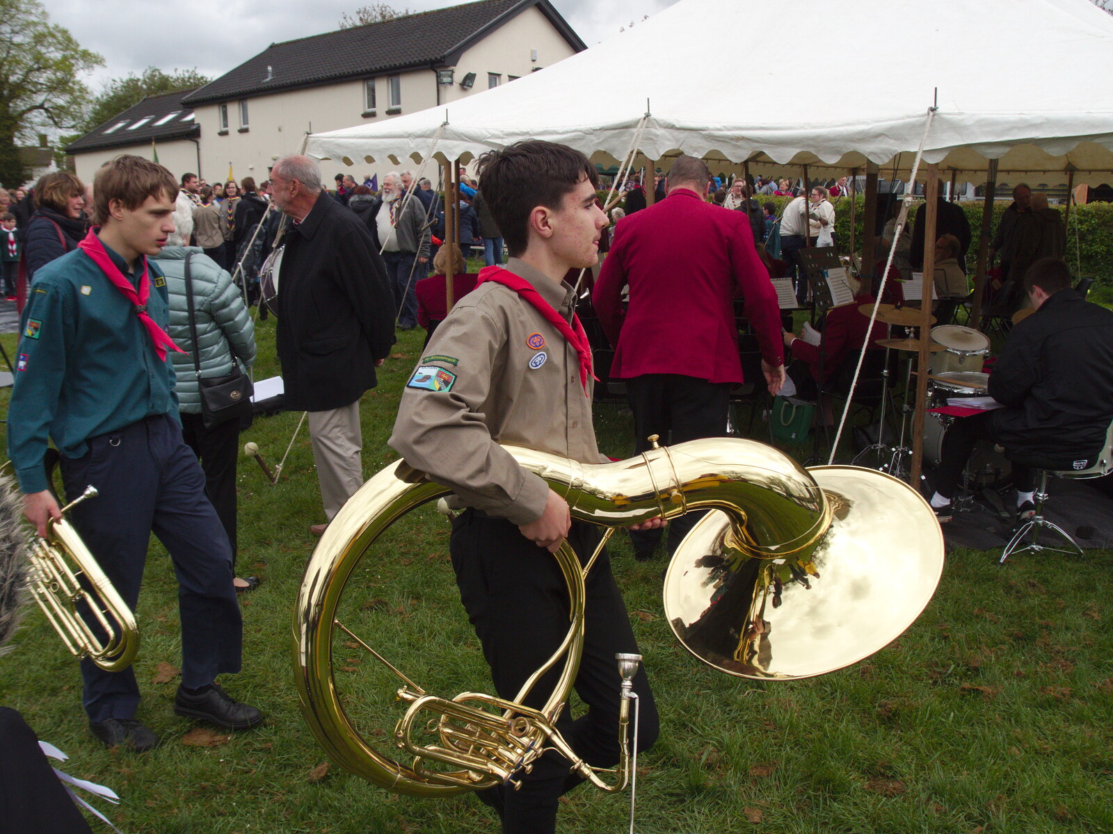 An actual sousaphone from A St. George's Day Parade, Dickleburgh, Norfolk - 28th April 2019