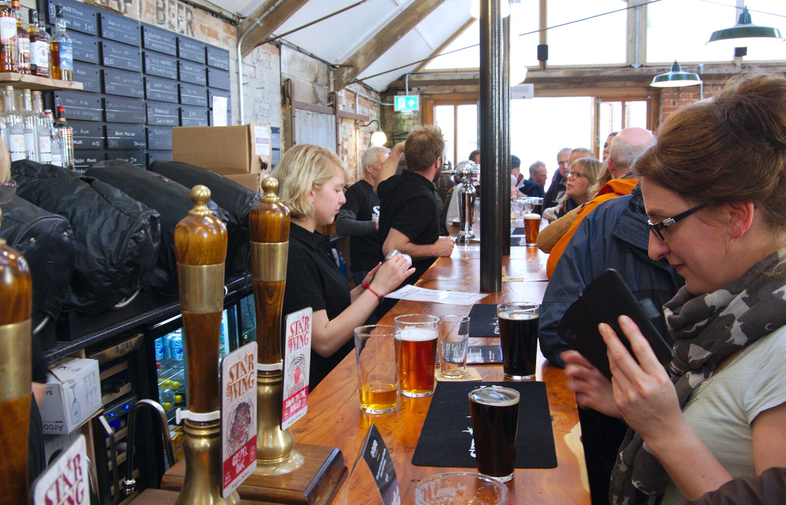Suey's at the bar from The Opening of Star Wing Brewery's Tap Room, Redgrave, Suffolk - 4th May 2019